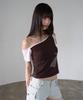 PRENDA Number Seven Off-Shoulder Short Sleeve Brown