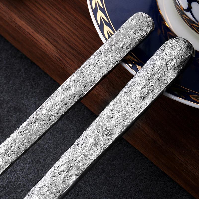 Stainless Steel Cutlery Set Stone Textured Handle Steak Knife Fork and Coffee Spoon High-end Suitable for Restaurants and Hotels