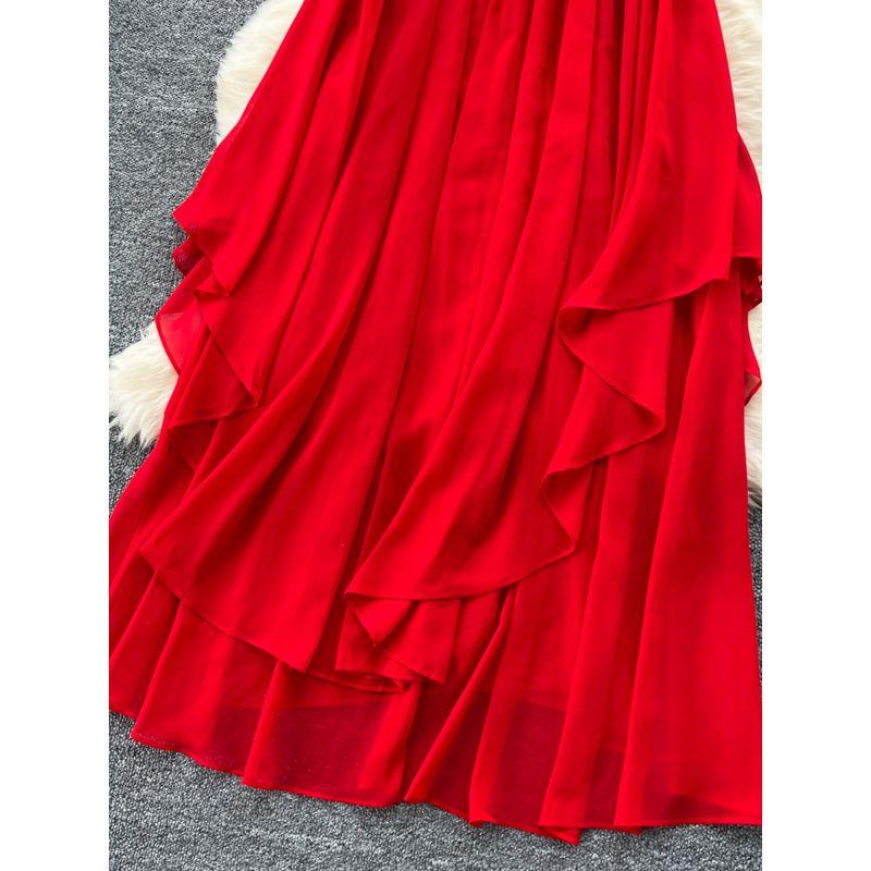 Seaside Vacation Style Sling Dress Women's Summer Mesh Sense of Atmosphere Loose Backless Design Accessible Luxury Beach Dress