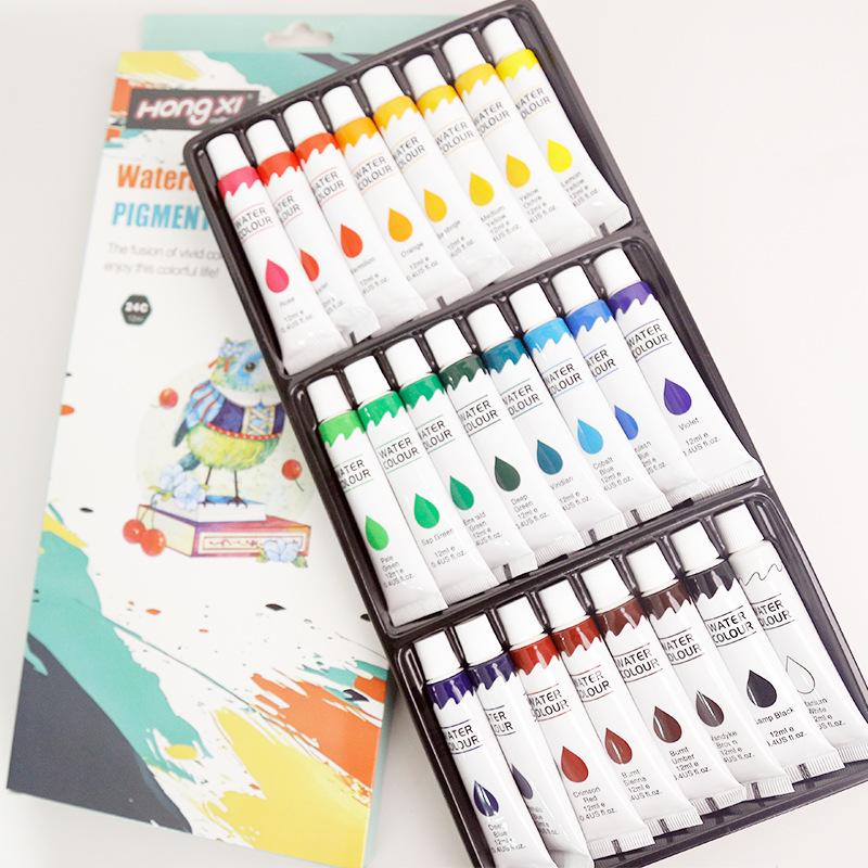 Washable Children's Watercolor Paint Set - 12, 18, or 24 Colors - Perfect for Kindergarten Art Activities
