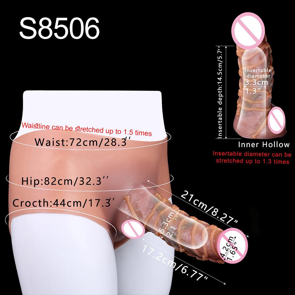 SXXY Skin Feeling Briefs&Boxer shorts Pants With Large Hollow Dildo Realistic Male Strapon Penis Sleeve Adult Sex Game