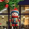 2 Pcs Christmas Ornaments Cartoon Snowman Santa Claus Acrylic Pendant Xmas Tree Hanging