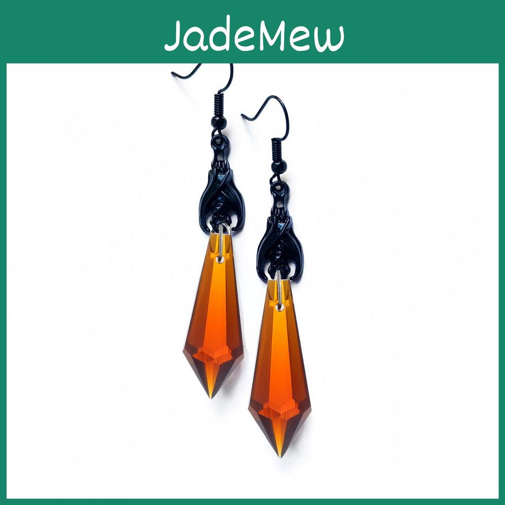 Gothic Style Bat Earrings With Red Tear Beads Handmade Alloy Dangle Jewelry For Women