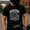 Black Retro Biker Design With BENZYNA Text Moto 100% Cotton T-Shirt Ultra Soft Round Neck Short