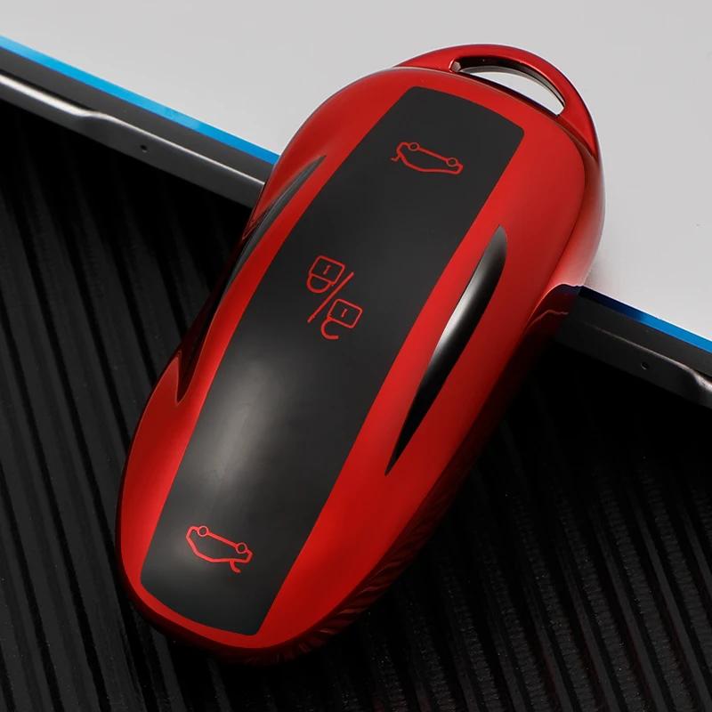 TPU Smart Car Key Cover Fodral Fob för Tesla Model S Model 3 Model Y Key Shell Väska Hållare Tillbehör Skydd