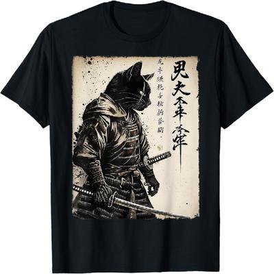 Samurai Cat Japanese Art Anime Gifts Men Women Kid Graphic T-Shirt