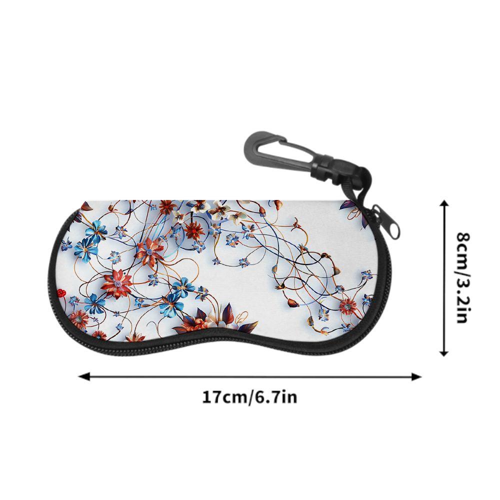 2D-Vintage Floral Printed Protective Sunglasses Case, Elegant Botanical Pattern Eyeglasses Storage Pouch, Lightweight Portable Eyewear Holder for Dail