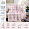 Pink & White Gingham Flannel Blanket Warm Soft Halloween Christmas Couch Warm Cozy Decorative Decor Gift for All Season