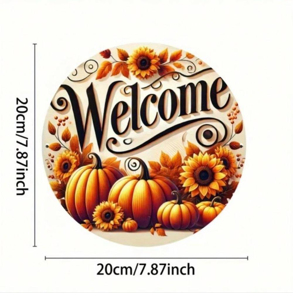Welcome Sign Wall Art High Definition 2D Print Pumpkin Sunflower Fall Cafe Decor