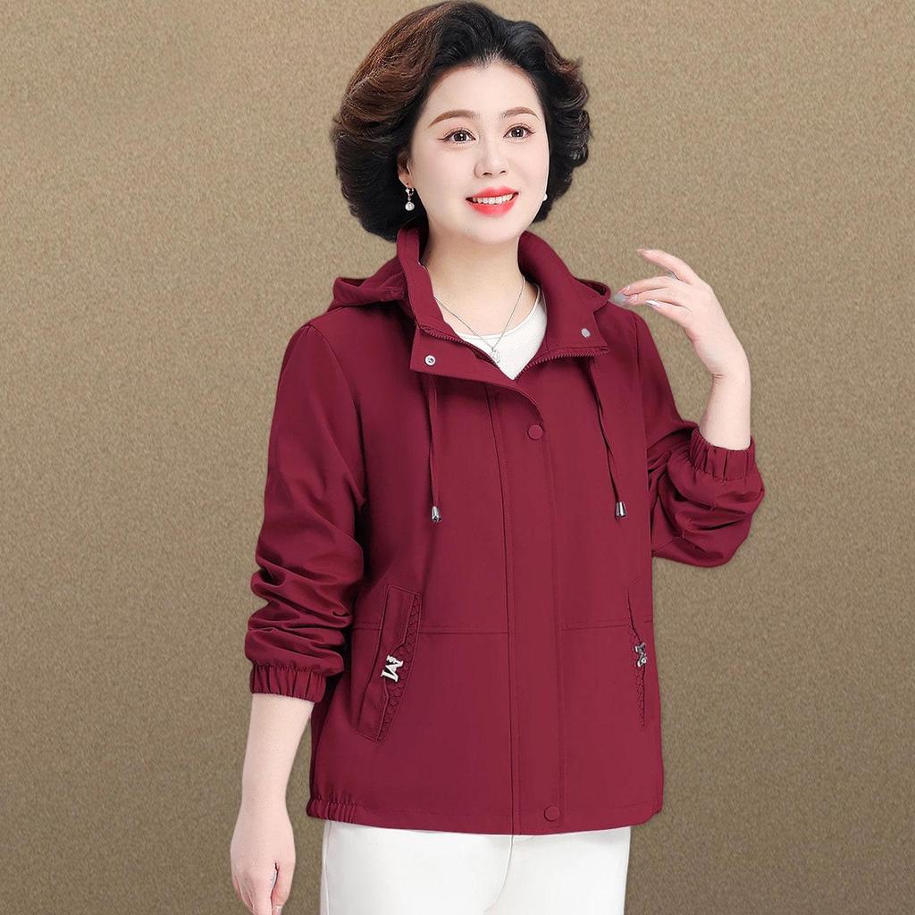 Mother's Day 2026 Stylish Hooded Windbreaker for Middle-Aged Women