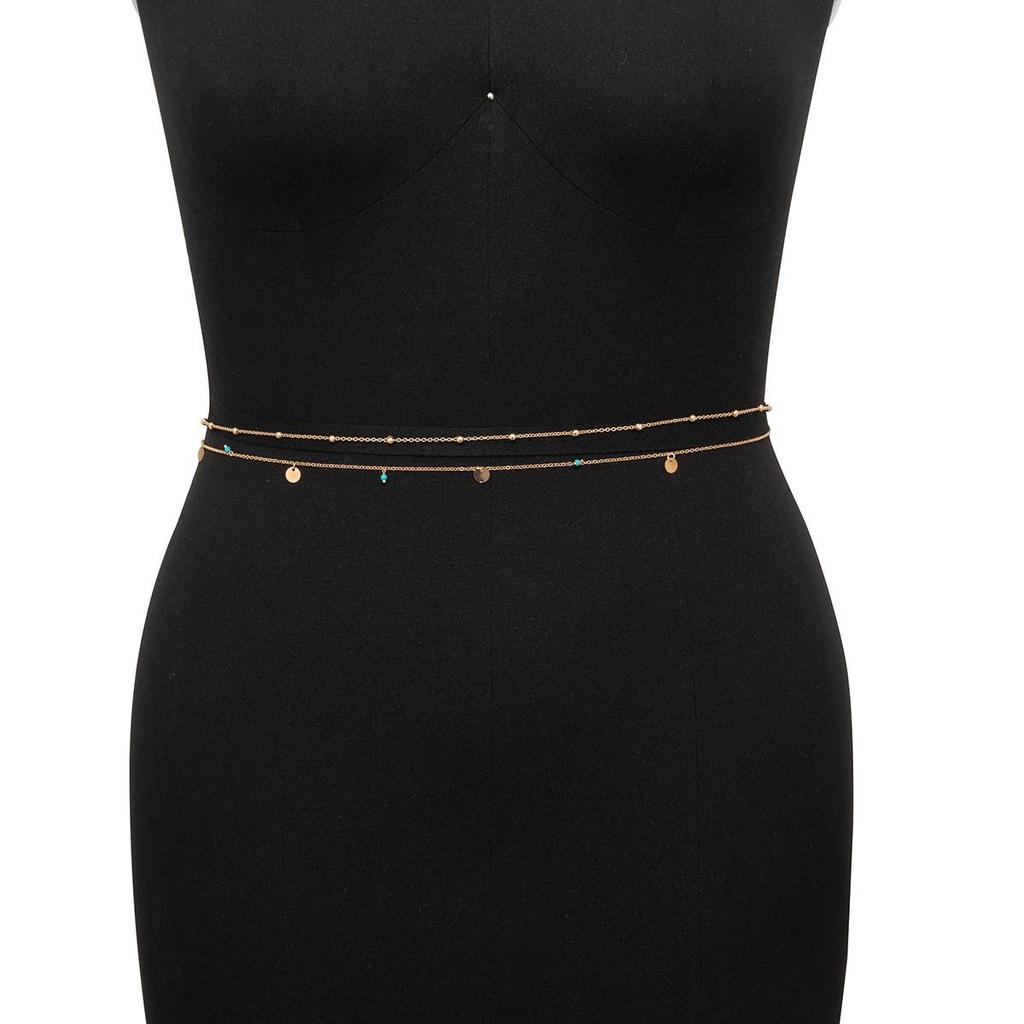 Elegant Turquoise Sequin Pendant Waist Chain - Sexy Vacation Style Body Chain