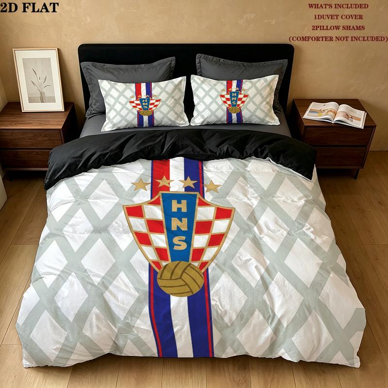 Kroatien Muster Bettwäsche Steppdecken-Set Heimdekoration Geschenk (1 Bettbezug + 2 Kissenbezüge (ohne Füllung))