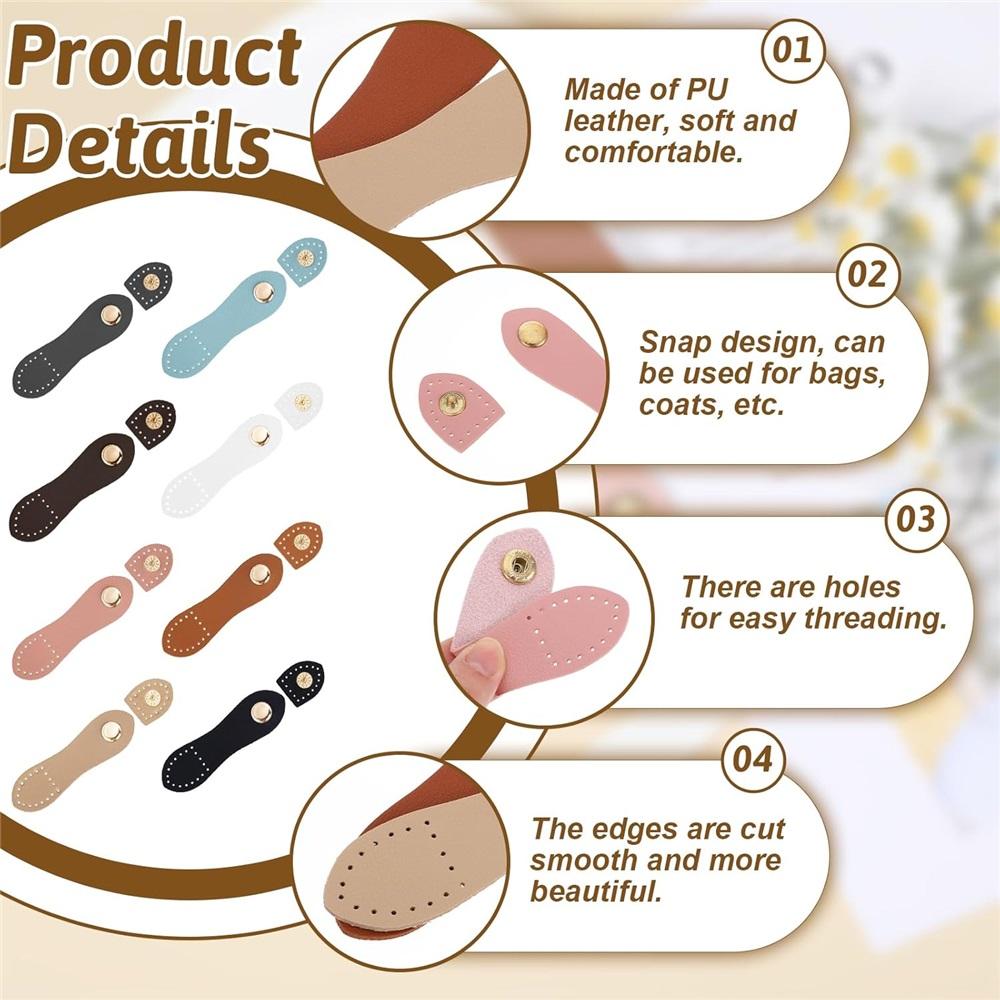 8 Sätze Leder-Druckknopfringe Druckknopfknöpfe PU-genähte Leder-Druckknopfringe Geeignet für Handtaschen, Geldbörsen, Taschen, DIY usw.