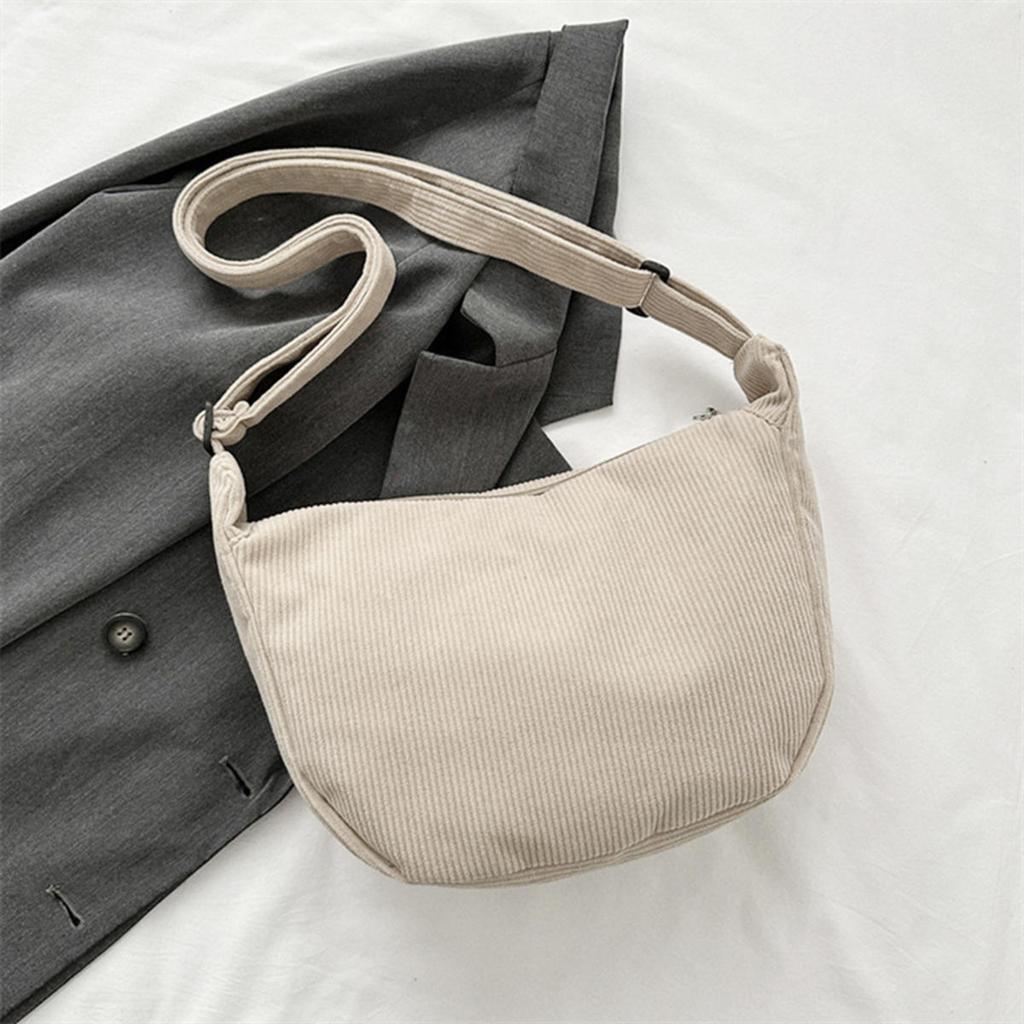 Corduroy Shoulder Bags Minimalist Crossbody Bag Women's Handbags Fashion Fabric Underarm Bag Solid Color Zipper Female Handbag
