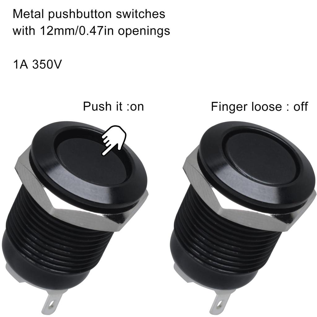 3PCS Metal Pushbutton Switch 12mm Self Locking Self Resetting Round Waterproof Switches Pushbutton Activated Switches for Electronic Products