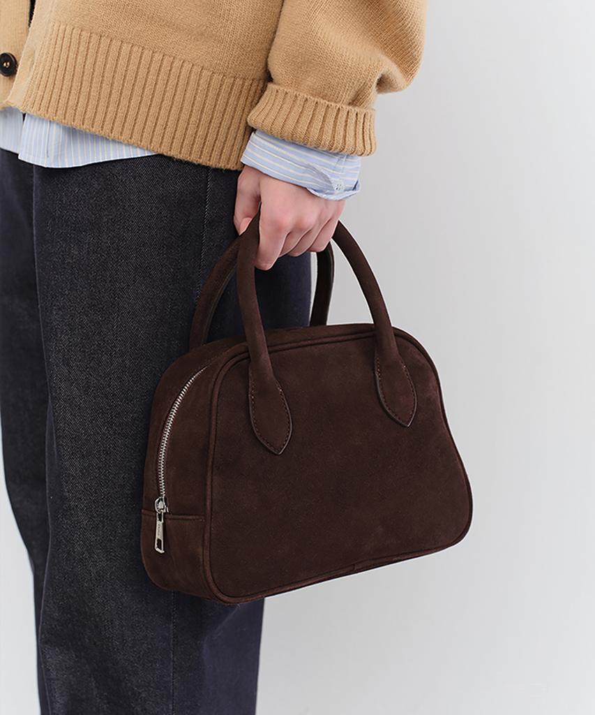Dunst Suede Boston Tote Bag_Udba5F202_Deep Brown