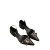 Women Flat Shoes Female Spring Fashion Slip-on Loafers Vintage Black Pointed Toe Punk French Elegant Single Shoes Low Heel Shoes