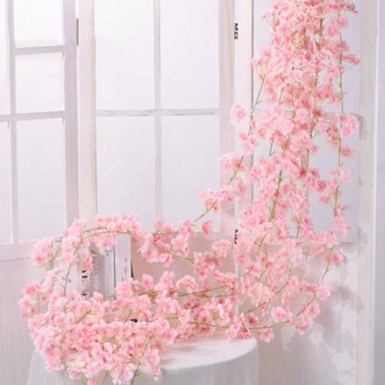 70,8" Künstliche Kirschblüten-Girlande für Frühlingsdekoration, Kunstseidenblumen-HängeRanken für Zuhause, Hochzeitsbogen, Party, Büro, Garten-Dekor