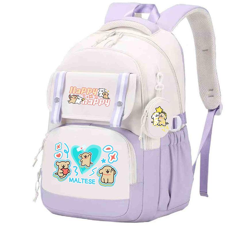 Line puppy cute college style schoolbag large capacity foreign trade campus junior high school students versatile children's backpack