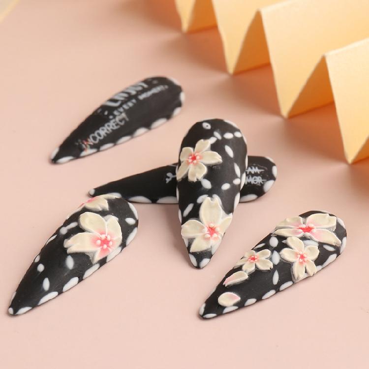 Embossed Flower Nail Sticker Self-adhesive 5D Art Embossed Nail Stickers Flower