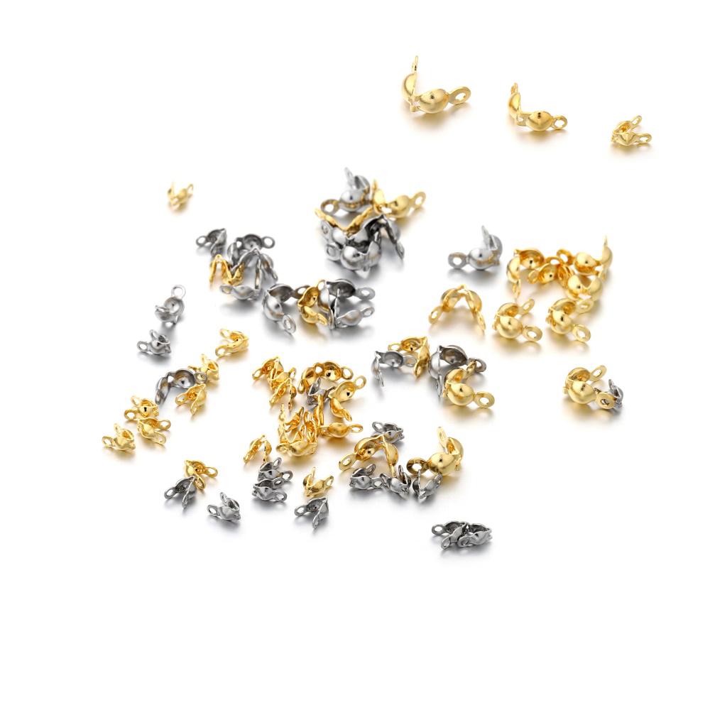 100pcs Stainless Steel Connector Clasp Ball Chain Calotte End Crimps Beads Connector Components for DIY Jewelry Making Supplie
