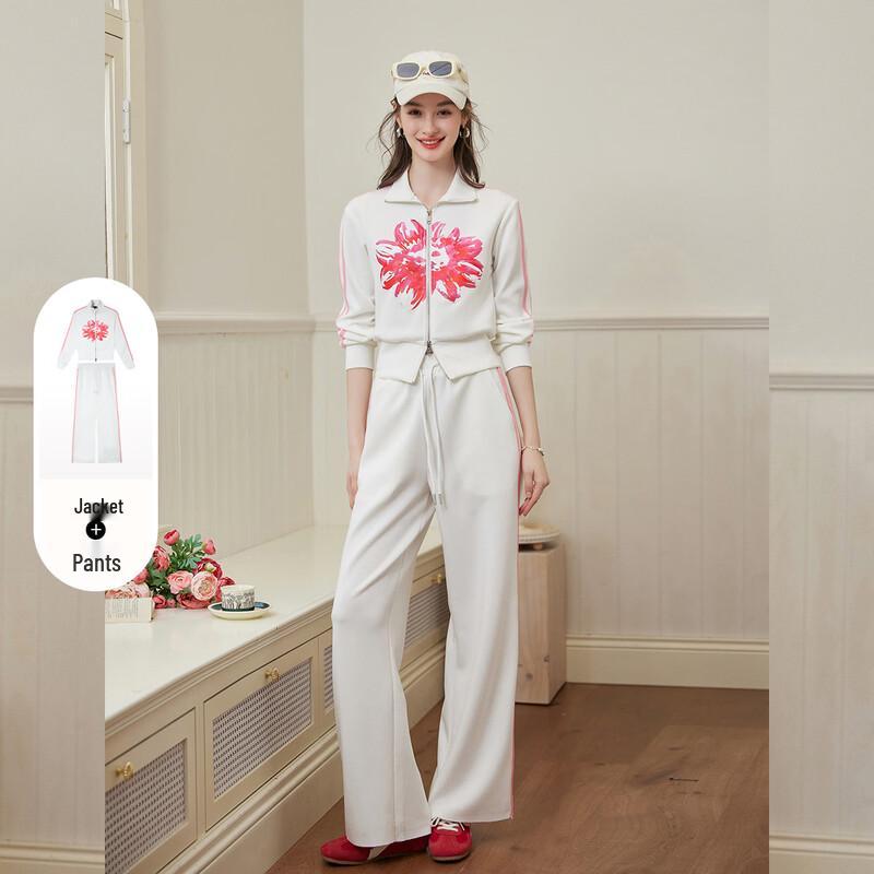 Bailuyu Women s Colorblock Zipper Two-Piece Set L