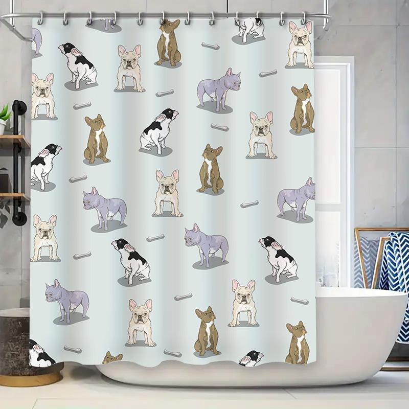 Luxury Pink Bath Curtain with Monogram Print for Bathroom Decor, Modern Shower Curtain Waterproof Fabric Home Decoration Size: 7