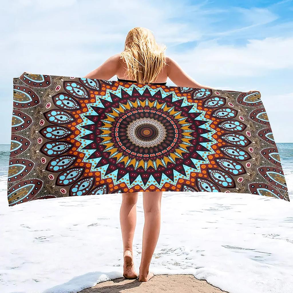 Boho Mandala Microfiber Beach Towel Oversize Extra Large Quick Drying Quick Fast Dry Sand Free Proof Pool Towel Lounge Cover