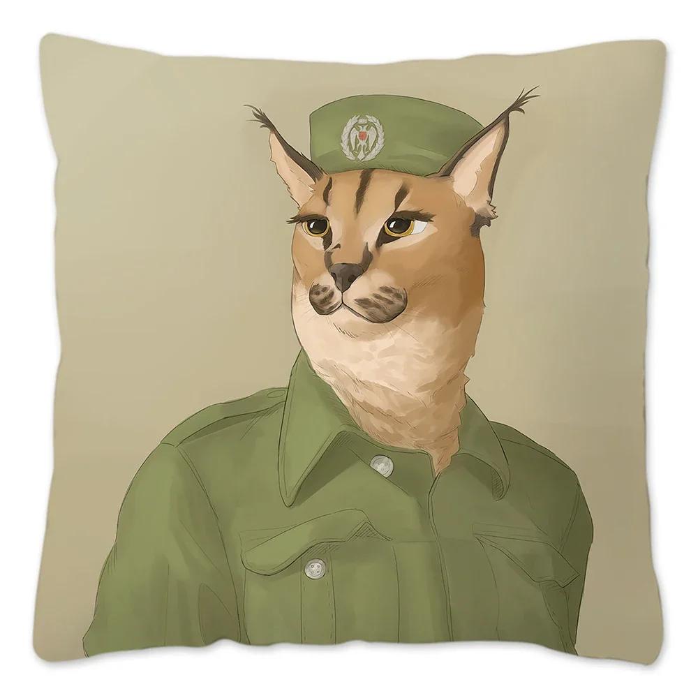 Capa de Almofada Meme Fofo Floppa 40x40 Decoração de Casa Dakimakura Engraçada Gato Caracal Capa de Almofada para Sala de Estar Housse De Coussin