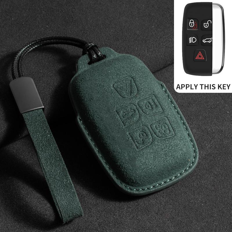 Housse en Daim pour Étui de Clé de Voiture Pour Land Rover Range Rover Sport Evoque Freelander 2 Velar Discovery 4 Pour Jaguar Xe Xj Xf Porte-clés de Voiture For Land Rover