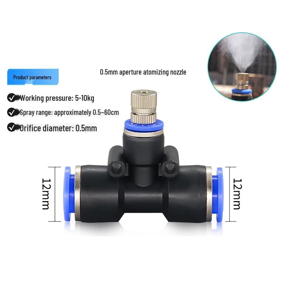 Low-Pressure Quick-Connect Mist Nozzle for Humidification, Dust Control, Seedling Watering, Aquaculture Cooling, and Automated Watering