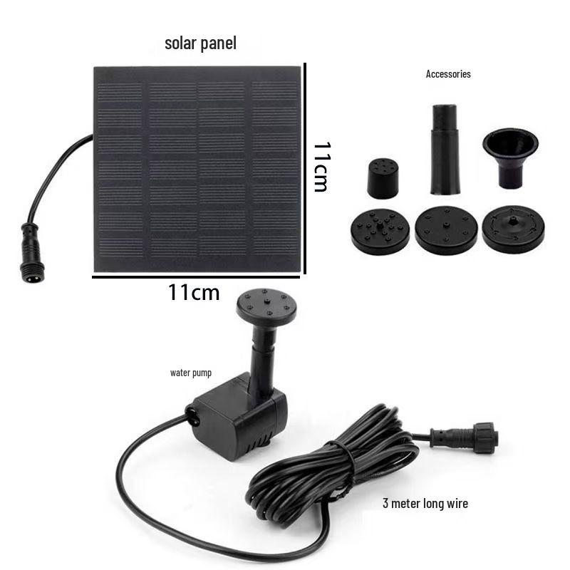 New Round Solar Bird Bath Fountain with Floating Pump and Light