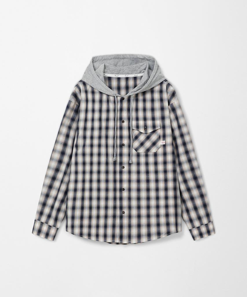 MONGDOL Oversized Check Graphic Hoodie Gray Mdsh028Gray