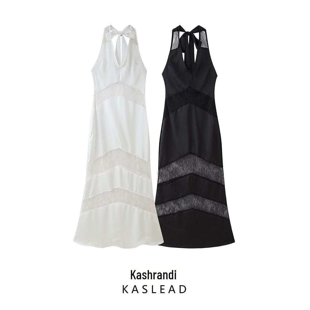 

Spring 2025 Women s Lace Patchwork Ribbon Dress - Euro-American Style Small