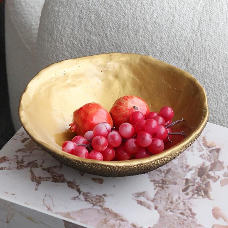 Simple Modern Creative Metal Lychee Pattern Fruit Plate Ornaments Decoration Living Room Dining Table Coffee Table Light Luxury Storage Tray