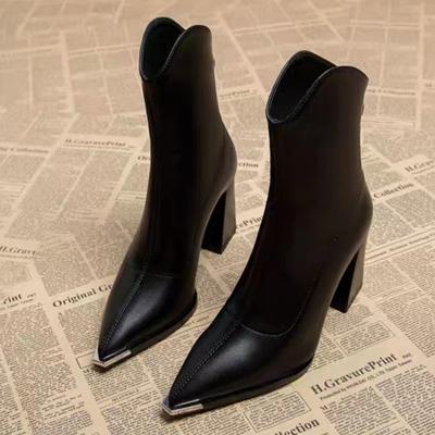 Fashion 2024 Winter High Heels Sexy Women Luxury Shoes Chunky Ankle Chelsea Boots Fashion New Pointed Toe Zipper Goth Pumps Brand Shoes