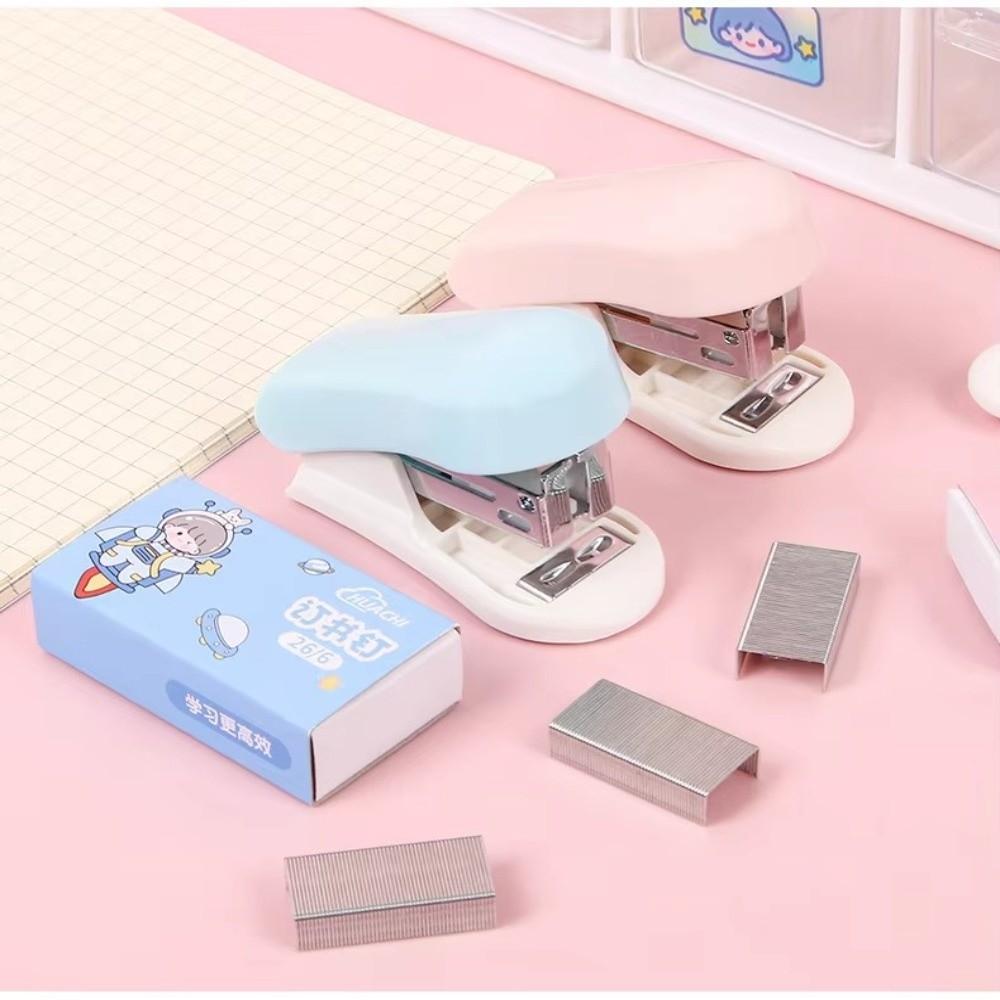 Macaron Color Mini Stapler Cartoon Design Test Paper Stapler Cute Bookbinding Machine  School Use