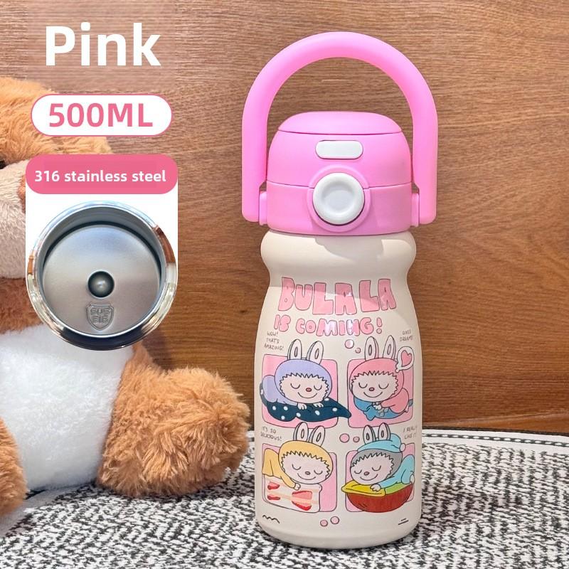 

Carry Pot, High Value, Cute Double Drink Thermos Cup, Large Capacity Water Cup, Portable Portable Straw 500ml