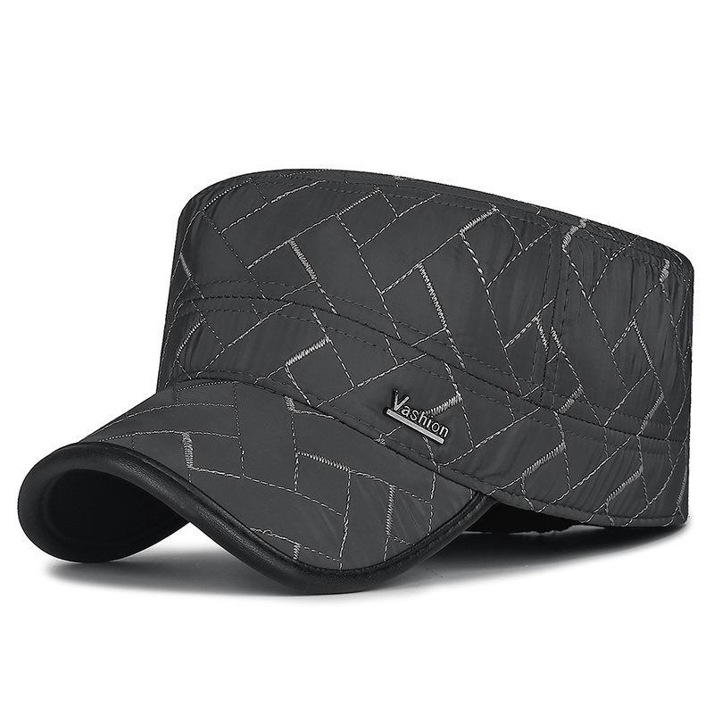 

Новая зимняя стеганая шапка Diamond Flat с защитой ушей — ветрозащитная, толстая и теплая для пожилых людей adjustable серый