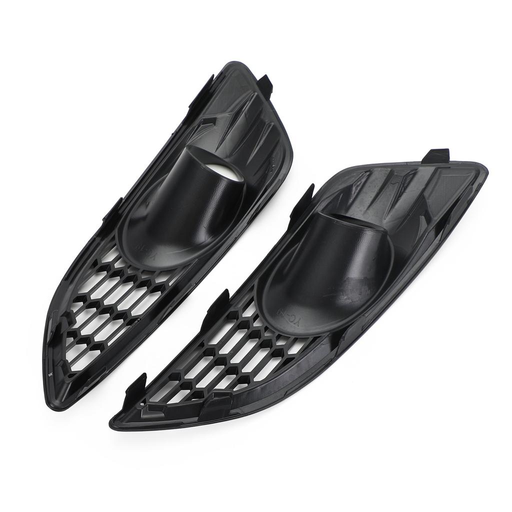 Areyourshop Pair Grille Gloss Black Front Fog Light Lamp Cover Fit Ford Fiesta 2013-2017