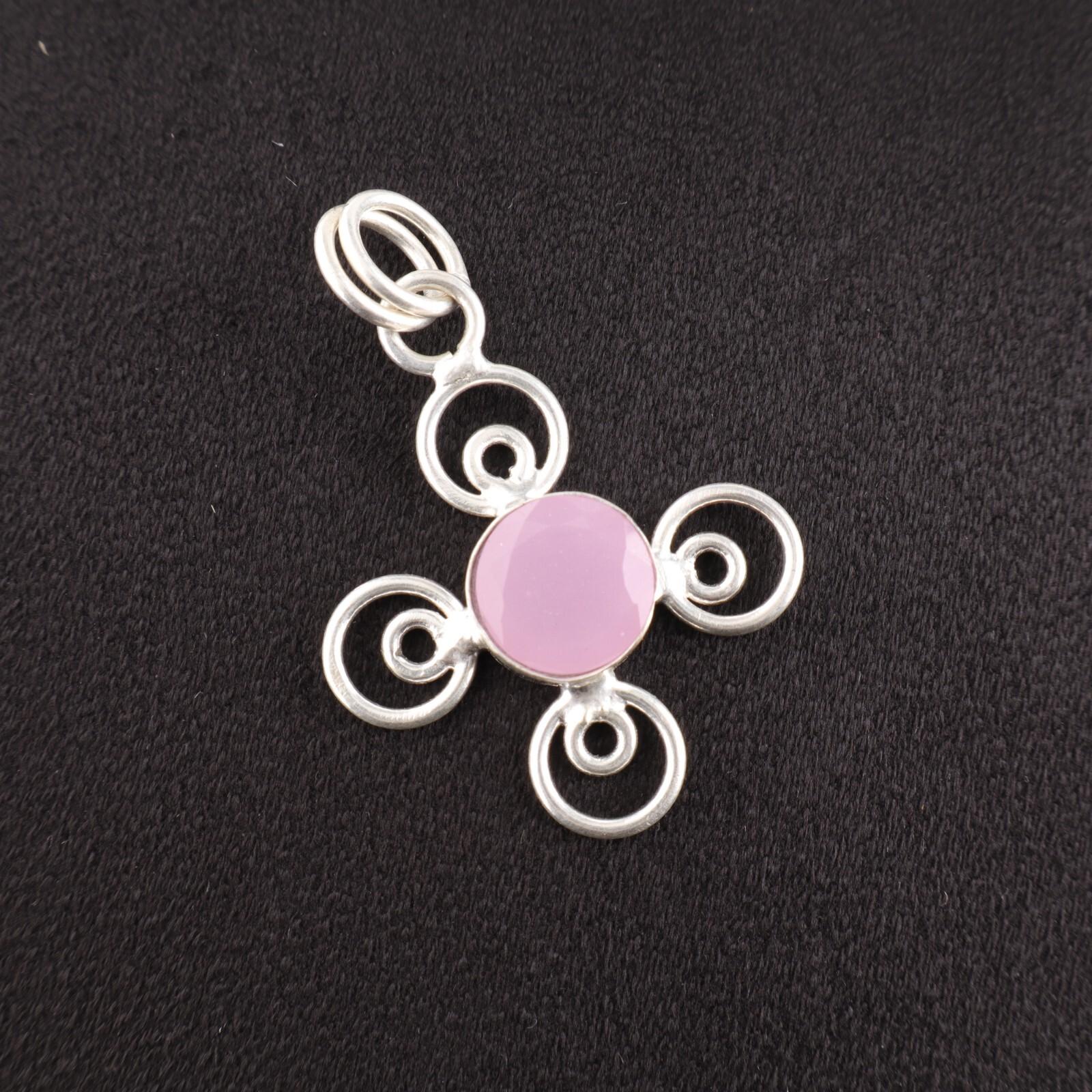 

Rose Chalcedony Gemstone 925 Sterling Silver Jewelry Pendant For Birthday Gift PP-41-17