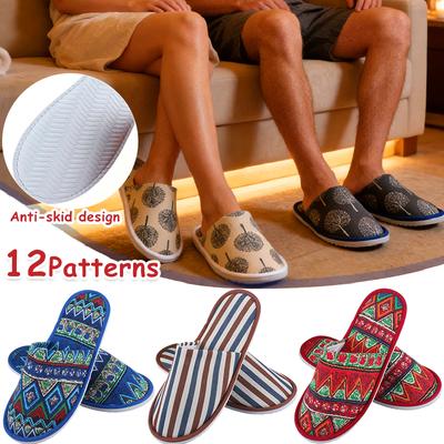 1Pair Disposable Breathable Entertaining Guests High Quality Animal Print Hotel Supplies Non-Slip Travel Slippers Multiple Colors