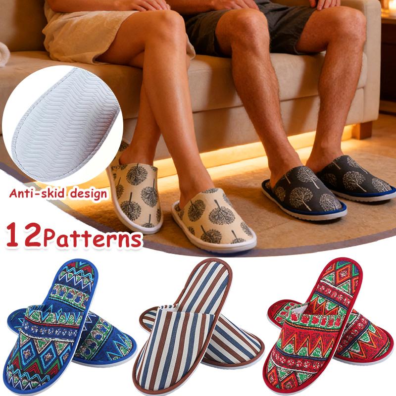 1Pair Disposable Breathable Entertaining Guests High Quality Animal Print Hotel Supplies Non-Slip Travel Slippers Multiple Colors