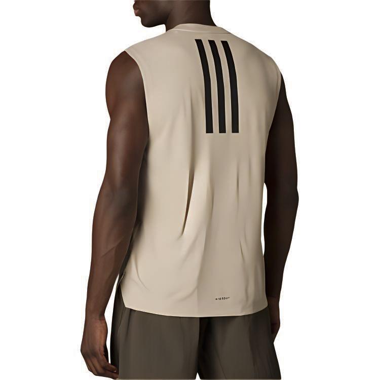 Adidas Round Neck Quick-Drying Comfort Sports Fitness Vest Men Tops Light-Brown Black JD8460