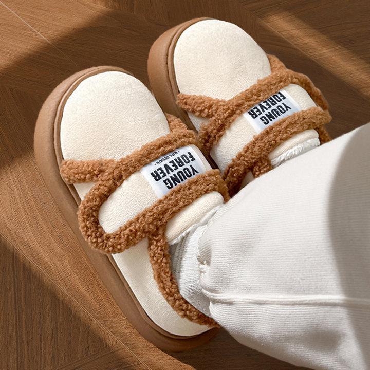 Women's Winter Cotton Velcro Slippers: 2025 New Style, Thick Sole, Velvet-Lined, Heel-Covered