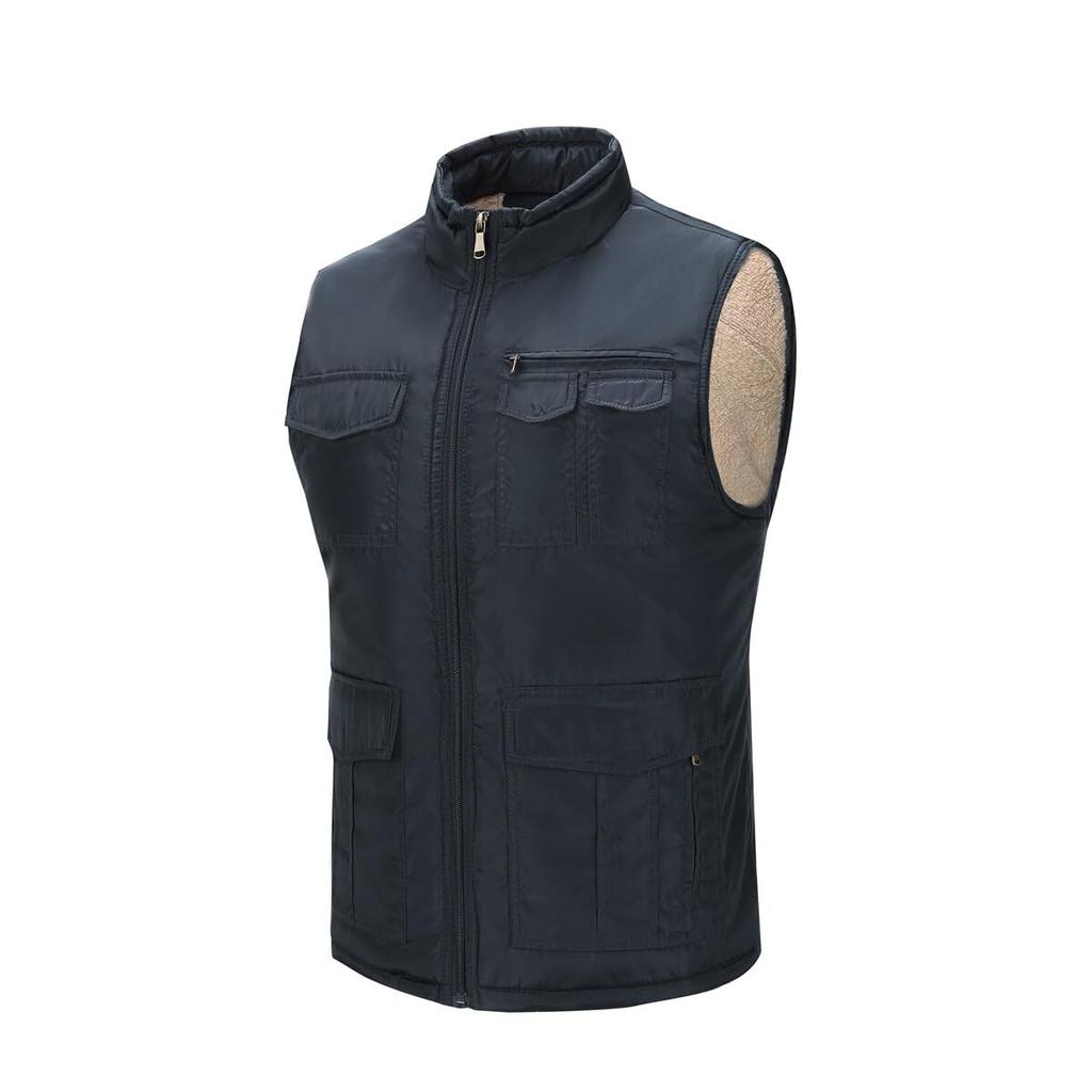 AOWOFS Polstrovaná rybářská velká teplá a větruodolná a outdoorová vesta na podzim a ideální pro a velikosti Pánská vesta, Velikost, Podšitá fleecem, Odolná,