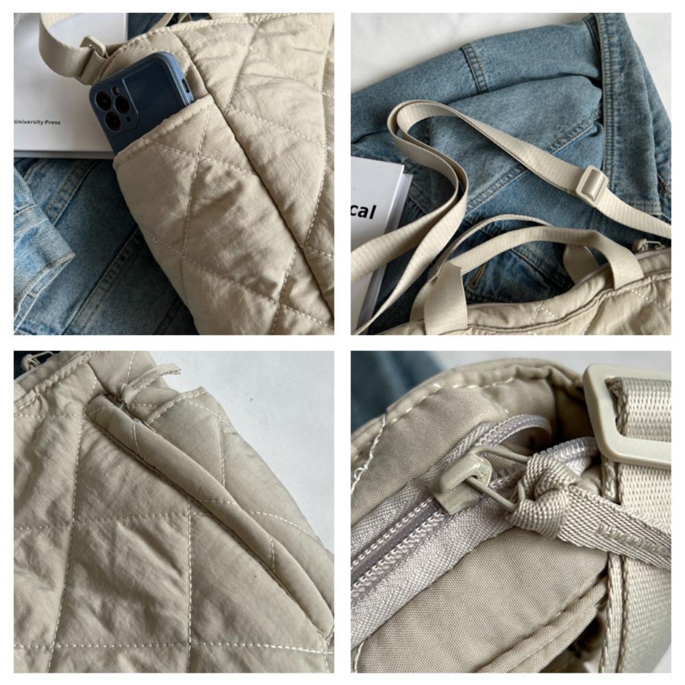 Large Capacity Plaid Shoulder Bag Casual Down Bag Storage Bag Quilt Puffer Bag  Office Worker