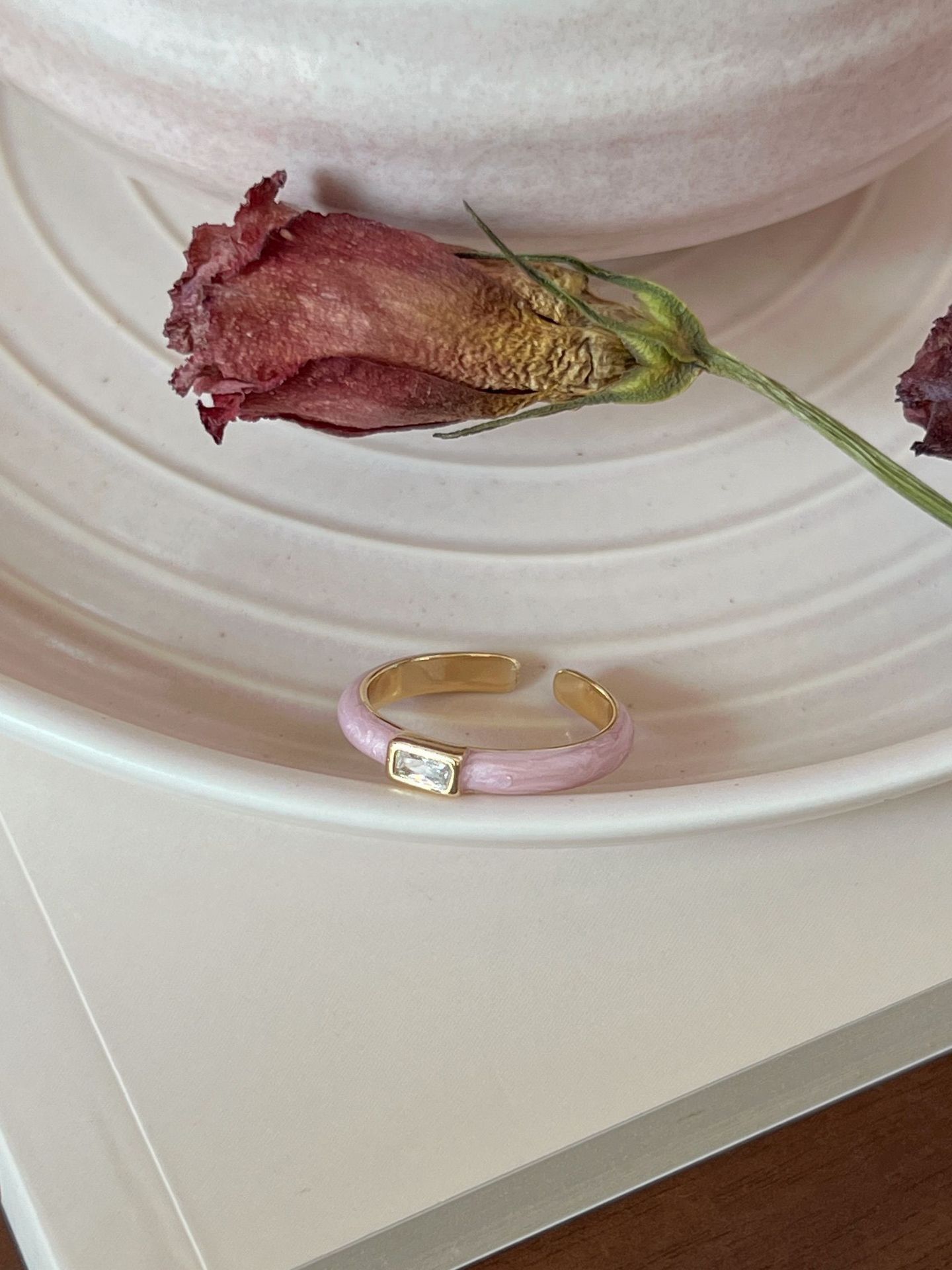 Retro enamel color drip glaze ring for women does not fade three-dimensional butterfly open ring tide