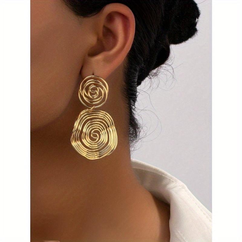 

1 пара готических панк-серег-колец золотого цвета, многослойные, для женщин, богемные, курортные, преувеличенные украшения one-size