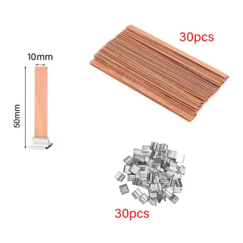 10/30pcs Wooden Candle Wick Set With Clip Base Smokeless Candle Wicks for DIY Paraffin Candle Jar Making Candle Making Supplies